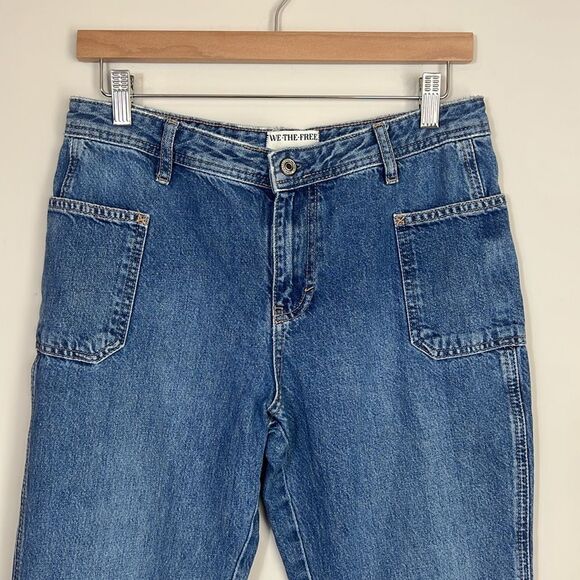 Free People Women's Blue Izzy Low Rise Wide Leg Flare Jeans Size 28 We The Free - Picture 3 of 10